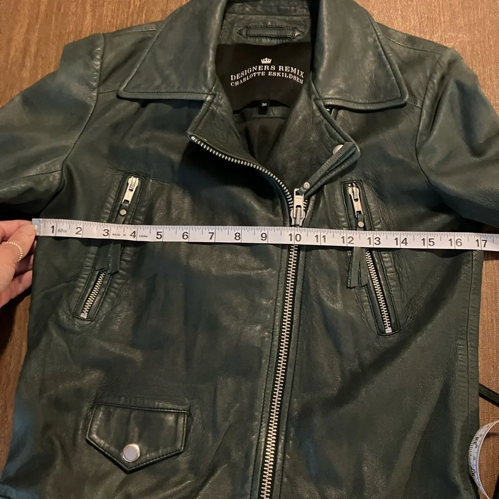 Charlotte Elkskildsen Blue-Green Soft Leather Moto Jacket - Picture 5 of 5